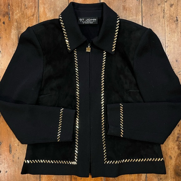 ST.JOHN collection by Marie Grayジャケット St. John Collection by Marie Gray Light Pink Black Trim Knit